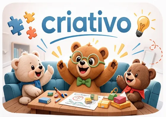 Ilustração de ursos criando materiais juntos em uma mesa