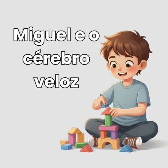 Capa do livro infantil Miguel e o Cérebro Veloz